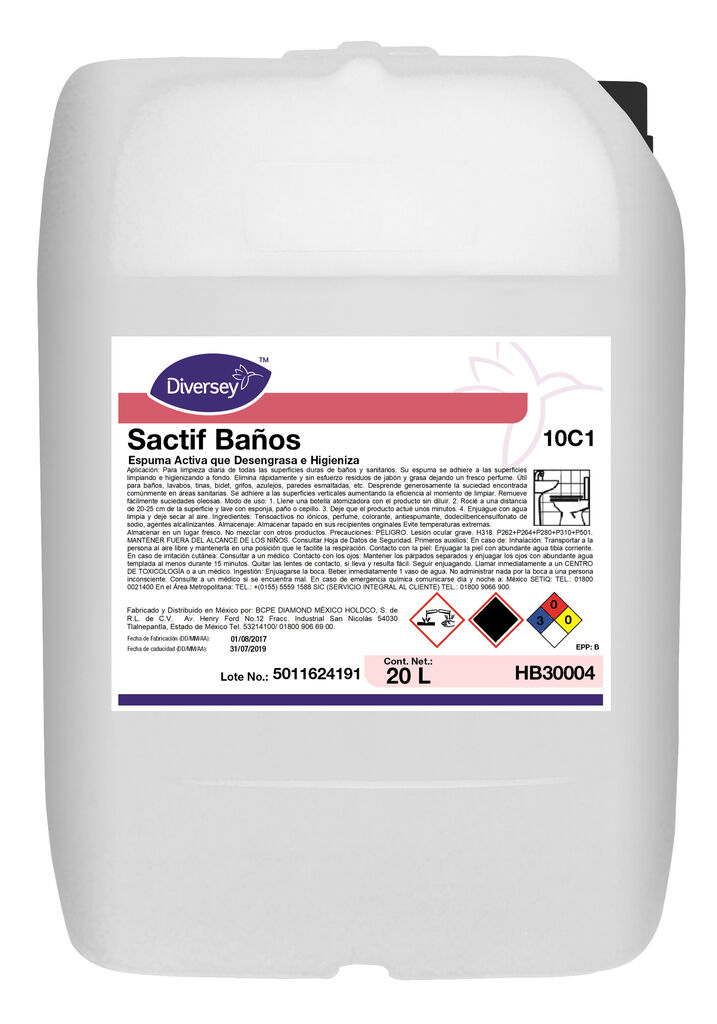 SACTIF BANOS 20L - Espuma activa que desengrasa e higieniza